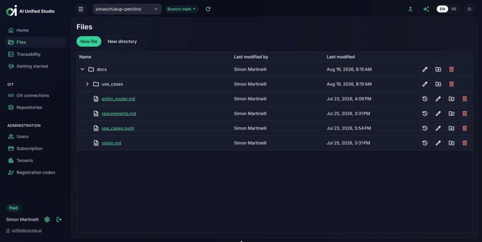 Studio files view showing the docs folder of the repository (dark mode)